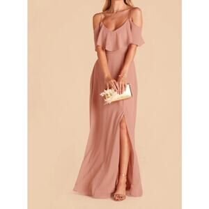 Birdy Grey Jane Chiffon Long Bridesmaid Dress Dusty Rose Pink Size Small